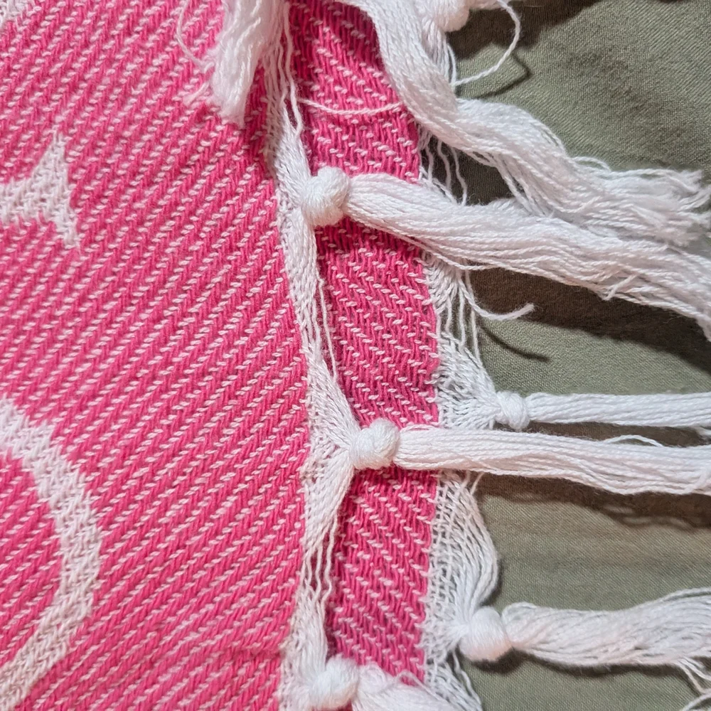 Victoria's Secret Fringe Beach Towel Throw Blanket  Women One Size Pink Striped